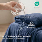 Luciphia Waterproof Pet Blanket, Washable Reversible Sherpa Fleece Throw | Liquid-proof furniture protector for bed and couch, soft reversible sherpa fleece for dogs, cats blue, XL