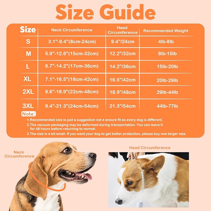 IDOMIK Dog Recovery Collar, Waterproof Soft Dog Cone After Surgery | Comfy Protective Elizabethan Collar Alternative for Dogs Cats, Adjustable Pet Neck Donut Cone Anti-Licking Wounds,Orange,XL
