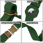 AirTag Dog Collar - Genuine Leather Dog Collar with Apple AirTag Holder and Metal Buckle - Smart GPS Tracking Pet Collars (Dark Green, XL, 20"-25" Neck Fit)