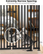 Extra Tall Cat Gate, 74.8”–90.5” High x 30.3”–38.2” Wide, No-Drill Pressure Mounted Safety Barrier for Doorways, Stairs, Hallways, Multi-Pet Separation，Black