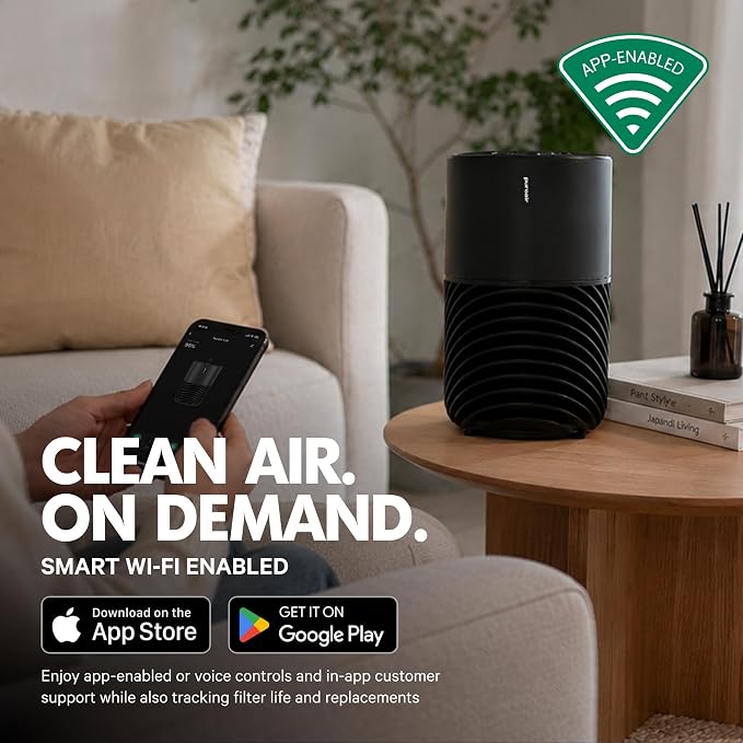PuroAir 130i Smart Air Purifiers for Home Pets Allergies - HEPA + CarbonTech Filter up to 500X Stronger - Cleans Air Fast - Quiet Sleep Mode, Small Room Air Purifiers for Bedroom, Baby, Office, Dorm