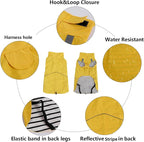 Dachshund Raincoat Weiner Dog Clothes Suitable for Dachshunds Corgi, Weiner, Dog Waterproof Coat with Reflective Stripe underbelly Protection - Yellow - XS