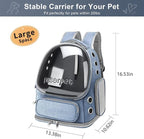 Cat Backpack Carrier, Breathable Cat Bubble Backpack Large Space Cat Carrier Backpack for Kitty Small Dog, Foldable Airline Approved Cat Backpack, Transparent Pet Travel Backpack Up to 20 lbs (Blue)