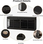 GarveeHome Dog Crate Furniture for 2 Dogs, Dog Kennel Indoor with 4 Storage Drawers and Feeding Bowls, Double Dog Crate TV Stand for Small Medium Dogs, Black