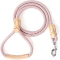 Mile High Life Dog Leash with Genuine Leather Handle, 4/5/6FT, Reflective | Rope Leash, Heavy Duty 360° Swivel Metal Clasp, for Small Medium & Large Dogs Walking (Pink, 60 Inch-1/2)
