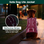 Kuoser Dog Life Jacket, High Flotation Reflective Dog Life Vest, Rose, XS | Adjustable Dog Lifejackets for Small Medium Large Dogs, Lifevest with Rescue Handle for Swimming, Boating, Lake, Beach & Pool