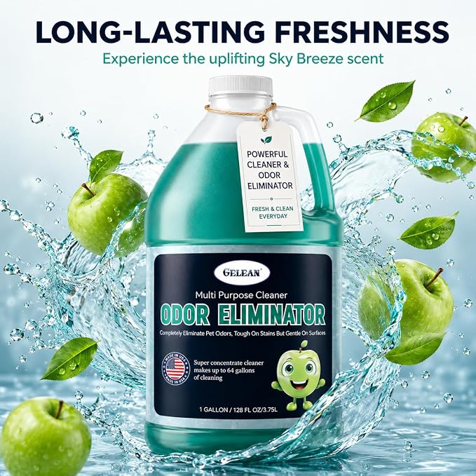 Multi Purpose Cleaner Pet Odor eliminator - pH Neutral - Strong Odor Floor Cleaner - Pet Odor Eliminator for Home - Best Scent Remover for Cat and Dog Pee All Purpose Cleaner 1 gallon (Sky Breeze)