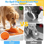 Slow Feeder Dog Bowls & Lick Mat for Liquid and Thick Treat, Anti-Slip Dog Lick Bowl with Interactive Rolling Ball, 5/6 Cup Pup Licking Toy for Large Medium Small Dogs and Cats Orange
