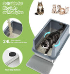 Stainless Steel Cat Litter Box with Lid,Metal Cat Litter Box,23.5x15.5x14in | Cat Litter Pan for Large Cats, Non-Sticky Large Kitty Litter Box Easy to Clean, Anti-Leakage,xxl