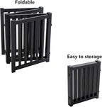 LZRS Wooden Free Standing Dog Gate 80" W x 24" H, Foldable Solid Hardwood Pet Safety Fence for House Doorways, Stairs, Hallways, Step-Over Pet Barrier, No Drill Easy Setup, Black
