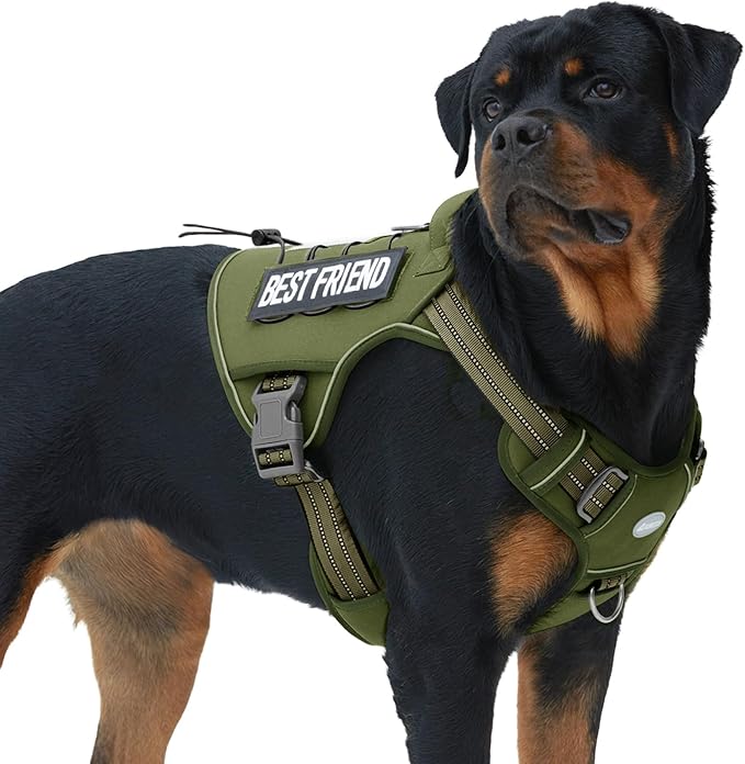 AUROTH Tactical Dog Harness for Large Dogs No Pull Adjustable Pet Harness Reflective K9 Working Training Easy Control Pet Vest Military Service Dog Harnesses