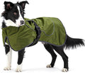 Waterproof Large Dog Raincoat, Windproof Rain Jacket with Velvet Lining for Outdoor Windy Weather, Breathable Full-Body Coverage Dry Suit Coat with Reflective Strips for Extra Big Dog (Green, XL)
