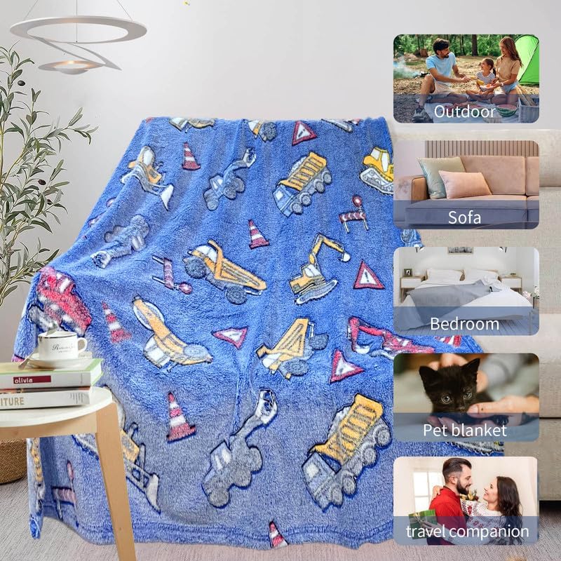 COMFAR Tractor Blanket for Boys, Construction Blanket for Boys, Car Blanket for Boys, Kids Blankets for Boys, Toddler Blanket for Kids, Personalized Baby Blankets for Boys, Birthday 50"x 60" - Image 5