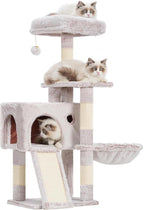 Gitelsnour Cat Tree Tower 42'' with Condo, Indoor Scratching Post GCT005SMU | Cat House for Small and Kittens, Soft Basket, 2 Large Platforms, Scratching Board, Multi-level, Toy, Mushroom
