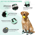 2 Pack Dog Shoes Waterproof, Non-Slip Dog Boots & paw Protectors，Dog Boot for hot Pavement,Winter Snow, Soft Comfortable Safe、Easy to Wear, Dog Boots for Medium Large Dogs（Green 5#