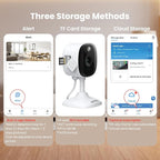 AOQEE 2K Cameras for Home Security, Indoor/Outdoor, Full Color, C1 2Pack | 2.4G Wired Outdoor/Indoor Camera for Dog/Cat/Pet/Baby, Color Night Vision, Home Security with White Light, 24/7 TF Recording