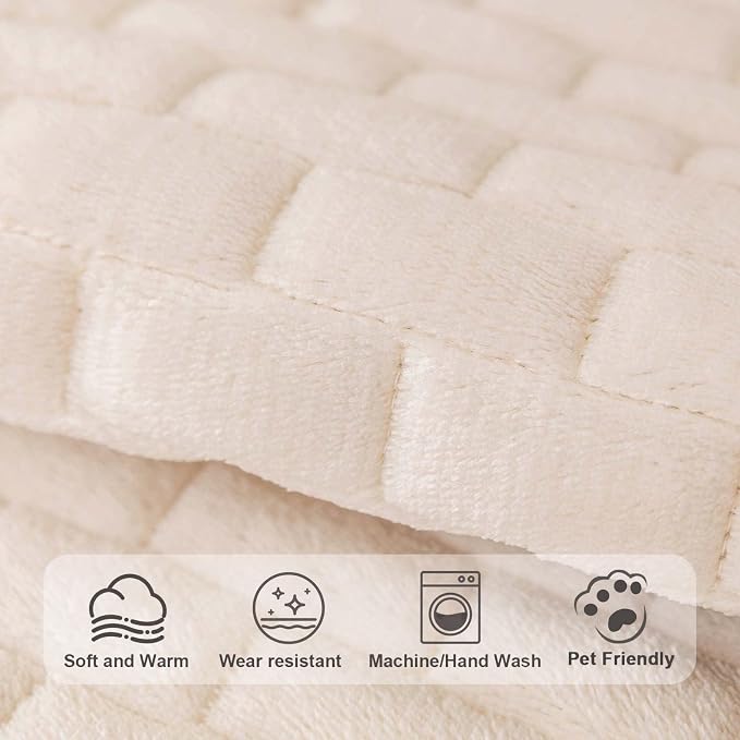 Washable Velvet Dog Couch Cover, Plush Pet Sofa Furniture Protector for 2-3 Cushion Couch, Non-Slip Washable Cover for Dogs(1PC/27.6"x94.5",White)