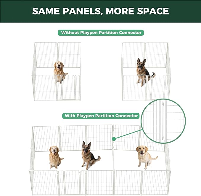 FXW Homeplus Indoor Dog Playpen with Divider Connectors, 45" H, 16 Panels | Calm Indoor Play Area, Two-Zone Layout, For Large Dogs, Patented
