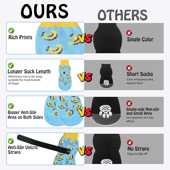 SCENEREAL Anti Slip Dog Socks to Prevent Licking Paws for Hardwood Floors | Double Sides Dog Shoes Boots & Paw Protectors for Hot/Cold Pavement, Dog Grippy Booties for Small Medium Large Senior Dogs