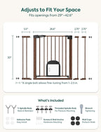 Babelio Baby Gate with Adjustable Cat Door, CatPrivilege III, 29-43" | Auto-Close, Pressure Mounted, Dual Lock, Durable Dog Gate For Stairs & Doorways, Keeps Pets Contained, Black Wood Pattern