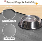Largest Dog Food Mat, 48"x32" Silicone Dog and Cat Mat for Food and Water Bowls, Thinken Waterproof Non-Slip XXXL Pet Feeding Mat for Floors (Grayish Blue)