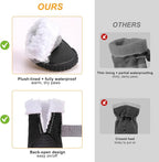 BEAUTYZOO Dog Winter Boots, Waterproof Dogs Snow Shoes with Anti-Slip Sole & Warm Fleece Lining-Indoor Outdoor Paw Protectors for Small Dogs, Puppy Booties to Prevent Licking on Hardwood Floors,Size 4