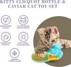 Haute Diggity Kitty Clicquot Bottle + Caviar Set, Soft Plush Cat Toys | 2 Pack Catnip Toys with Interactive Crackle & Feathers, Safe & Durable Cat Nip Kicker Toy for Outdoor & Indoor Cats & Kitten
