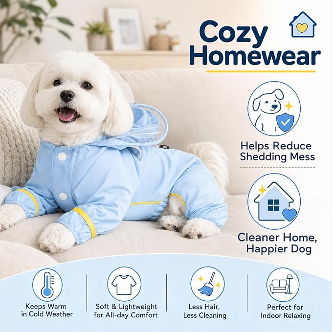 Dog Raincoat with Removable Boots, Clear Hood, Orange, M (6-9 lb) | 300D polyester with full-body coverage, reflective trim and a back D-ring for snowy, muddy and low-light walks and home use