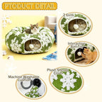 Cat Tunnel Bed for Indoor Cats - Soft Plush Donut Tunnel Bed with Snowflake Design & Washable Anti-Slip Mat, Multifunctional Playground Toys for Cats, Kittens & Small Pets.(Green)