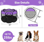 Siedihit Dog Playpen, Puppy Pet Playpen, Dog Crate Tent Cage Indoor | Outdoor, Portable Pop Up Dogs Kennel Playpen with Carrying Case for Dogs/Cats/Rabbits, Purple, Medium