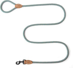 Mile High Life Dog Leash with Genuine Leather Connection, 6 FT/5 FT/4 FT | Rope Leash, Heavy Duty 360° Swivel Metal Clasp, for Small Medium & Large Dogs (Peacock Blue, 48 Inch)