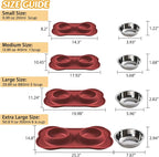 Hubulk Pet Dog Bowls 2 Stainless Steel Dog Bowl with No Spill Non-Skid Silicone Mat + Pet Food Scoop Water and Food Feeder Bowls for Feeding Small Medium Large Dogs Cats Puppies (Medium, Burgundy)