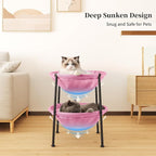 JUNSPOW Double Cat Bed Pink, Breathable Pet Bed for 2 Cats with 4 Adjustable Feet & Anti-Slip Mats, Easy Assembly Cat Hammock for Multi-cat Household, Indoors & Outdoors, 22.8 in x18.7 in x 18.7 in