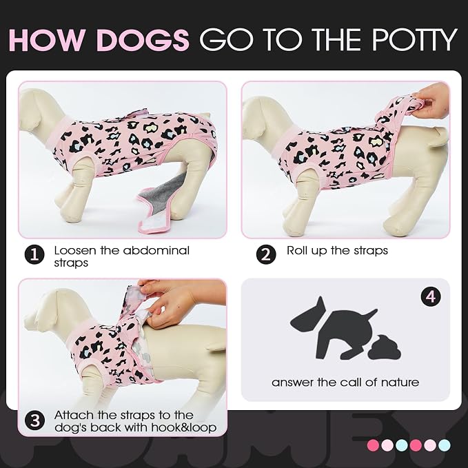 FUAMEY Dog Recovery Suit, Soft Surgical Suit for Dogs Onesie for Surgery | Cone Alternative after Surgery, Abdominal Wound Protector, Anti Lick Suit, Dog Onesie for Surgery Female Male Pink Leopard XL