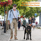 Guiding Star 8ft Leather Dog Leash - Soft Multi-function 6 in 1 Training Walking Leash, Hands Free, Dual, Crossbody for Small, Medium and Large Dogs, Service Dogs, Black