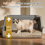 XL Enclosed Stainless Steel Cat Litter Box with Lid, Extra Large Metal Litter Box for Big Cats,High-Sided Anti-Urine Leakage, Odor-Free Non-Stick, Easy to Clean, Includes Metal Scoop