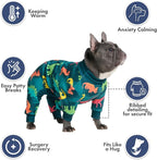 Spark Paws Dog Pajama, Dog Recovery Suit Male, Onesie, Ultra-Soft and 4-Way Stretch, for Small Medium and Large Breeds - Dinosaurs - XL