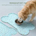 PWTAA Dog Food Mat Anti-Slip Silicone Dog Bowl Mat Thicker Pet Placemat Waterproof Cat Feeder Pad with Raised Edge Puppy Kitten Feeding Mats Suitable Small Medium-Sized Dogs Cats Eating Tray - 2PCS