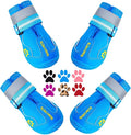 QUMY Dog Shoes for Hot Pavement, Dog Snow Boots & Paw Protectors for Winter | Dog Booties Medium Large Size Dogs, Water-resistant in the Rain, Outdoor Walking, Indoor Hardfloors Skid-resistant Sole Blue