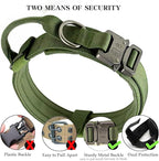 Tactical Dog Collar Adjustable Military Nylon Dog Collar with Control Handle and Heavy Duty Metal Buckle for Medium and Large Dogs (Green,S) | 1000D Heavy-Duty Nylon Fabric，Quick-Release Metal Buckle，Soft-Padded Webbing，Velcro Patch&D-Ring for Training...