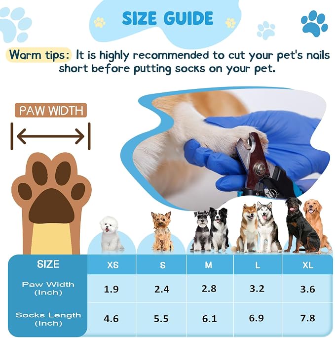 Dog Socks to Prevent Licking Paws, Anti Slip Dog Boots & Paw Protectors for Hardwood Floors, Toe Grips for Small Medium Large Senior Dogs, Dog Shoes for Hot/Cold Pavement(Pink Bone,S)