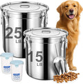 Newget 38lb Airtight Stainless Steel Dog Food Storage Container with Scoop | Large Metal Pet Food Containers Set with Sealed Lid, Metal Lock for Easy Open and Close, Keeps Fresh for Cat / Dog Food