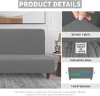 Easy-Going 100% Waterproof Futon Cover, Stretch Futon Slipcover Medium | Dual Waterproof Armless Futon Couch Cover, Leakproof Sofa Bed Furniture Protector for Kids Pets Dog Cat, Grey