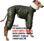 D Doggy Star Italian Greyhound Snowsuit Winter Thick Padded Coat Warm Outfits Jacket Turtleneck Clothes Whippet for Dog (2XL,Snowsuit Khaki)