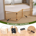 Wooden Freestanding Dog Gate Indoor - 16.9" H 3 Panels | No-Painted Foldable Pet Gates, Portable Puppy Gate for Doorways, Stairs, Hallways