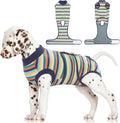FUAMEY Dog Surgery Recovery Suit, Surgical Suit for Dogs Onesie for Surgery | Cone Alternative after Surgery, Abdominal Wound Protector, Onesie for Dogs after Surgery Spay Neuter, Dark Blue Stripes XS