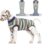 FUAMEY Dog Surgery Recovery Suit, Surgical Suit for Dogs Onesie for Surgery | Cone Alternative after Surgery, Abdominal Wound Protector, Onesie for Dogs after Surgery Spay Neuter, Dark Blue Stripes XS