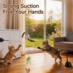Interactive Cat Toys for Indoor Cats, Feather Wand | Flying Bird Cat Toy with 360° Movement, Enrichment Cat Teaser with 6.5cm Suction Cup, Self-Play Cat Toy for Bored Cats
