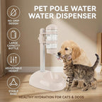 Pet Standing Water Dispenser Feeder, 500ml Dog Water Feeder Bottle Adjustable Raised Pet Food Bowl for Dogs Detachable Bottles Easy Cleaning (Beige)