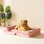 EHEYCIGA Orthopedic Dog Bed Medium Size Dog, Waterproof Washable Pet Beds | Non-Slip Bottom and Egg-Crate Memory Foam Dog Couch Bed with Washable Removable Cover, Dusty Pink